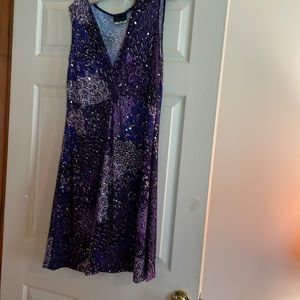 Ladies Dream Dance summer dress  in a Purple Paisley Print with sparkles